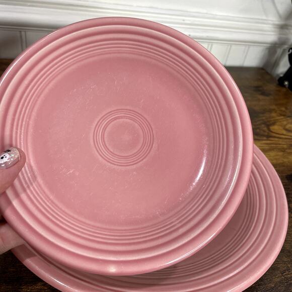 Fiesta Retired Rose Pink Dinner Plate Salad Plate Cereal Bowl Set Vintage 90s - Picture 4 of 9